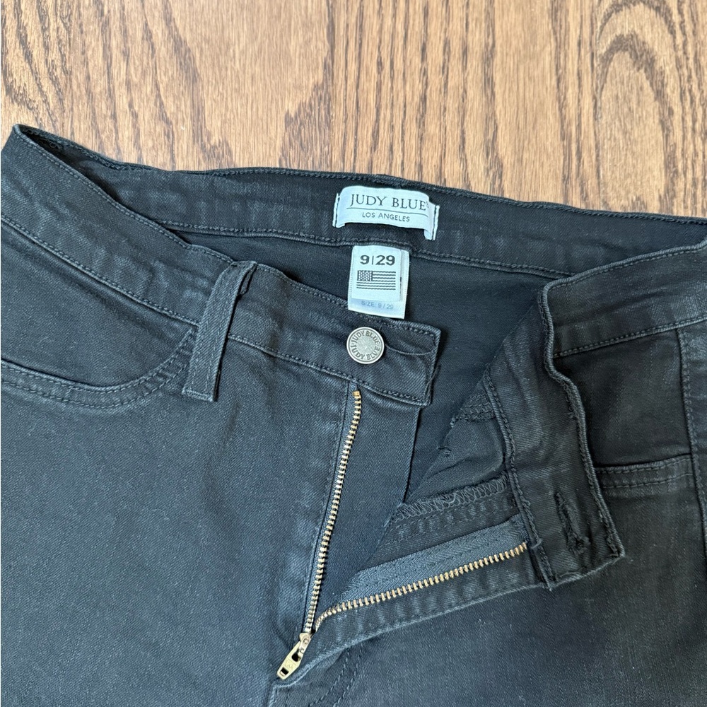 Judy Blue Black Flare Jeans with Frayed Hem - Picture 2 of 3